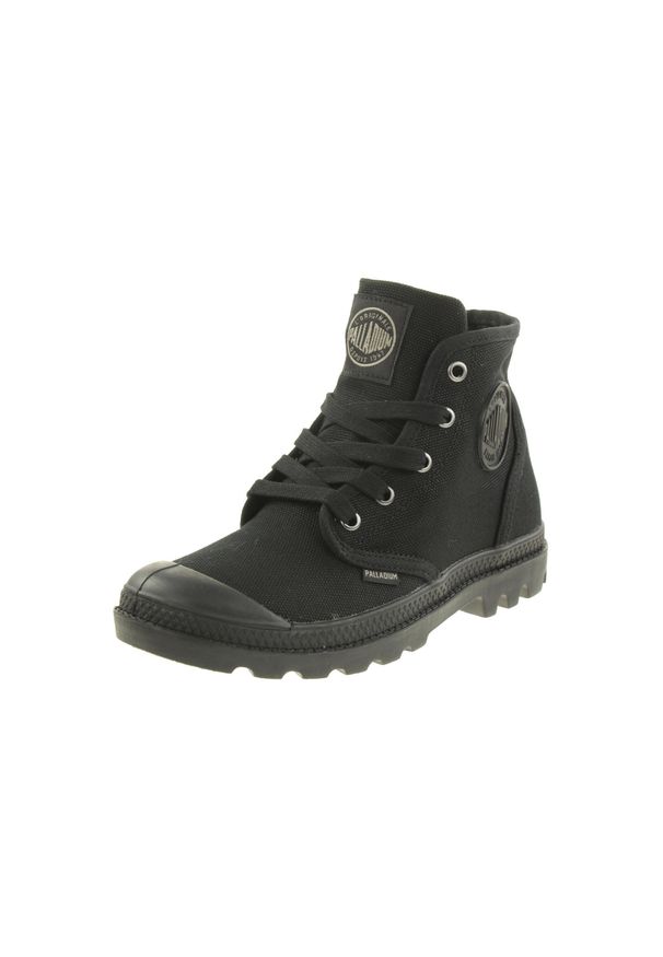 Buty do chodzenia damskie Palladium Pampa HI. Wysokość cholewki: za kostkę. Zapięcie: sznurówki. Kolor: czarny. Materiał: guma, syntetyk, materiał. Szerokość cholewki: normalna. Sport: turystyka piesza