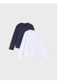 Sinsay - Bawełniana koszulka z długimi rękawami 2 pack - wielobarwny. Materiał: bawełna. Długość rękawa: długi rękaw. Długość: długie