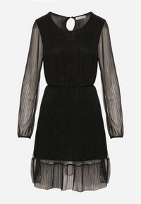 Born2be - Czarna Sukienka z Wiskozy Ozdobiona Metaliczną Nicią Meliorea. Kolor: czarny. Materiał: wiskoza. Wzór: aplikacja. Styl: elegancki, klasyczny #5