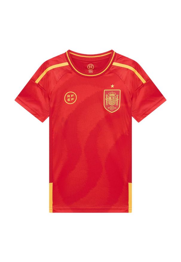 REAL FEDERACIÓN ESPAÑOLA DE FÚTBOL - Hiszpania domowa koszulka dziecięca. Kolor: czerwony. Materiał: poliester. Sport: piłka nożna