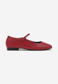 Born2be - Czerwone Balerinki z Paseczkiem i Kwadratowym Noskiem Revione. Kolor: czerwony. Sezon: lato. Styl: elegancki #5