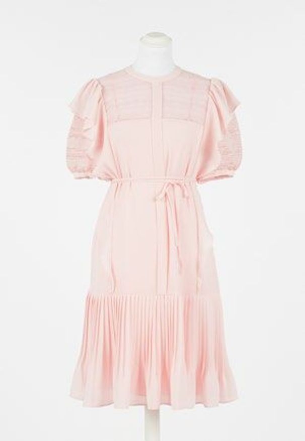 TwinSet - Różowa krótka sukienka Twinset. Kolor: różowy. Materiał: poliester. Długość: mini