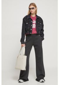 Tommy Jeans kurtka jeansowa damska kolor czarny przejściowa oversize. Kolor: czarny. Materiał: bawełna, denim #2