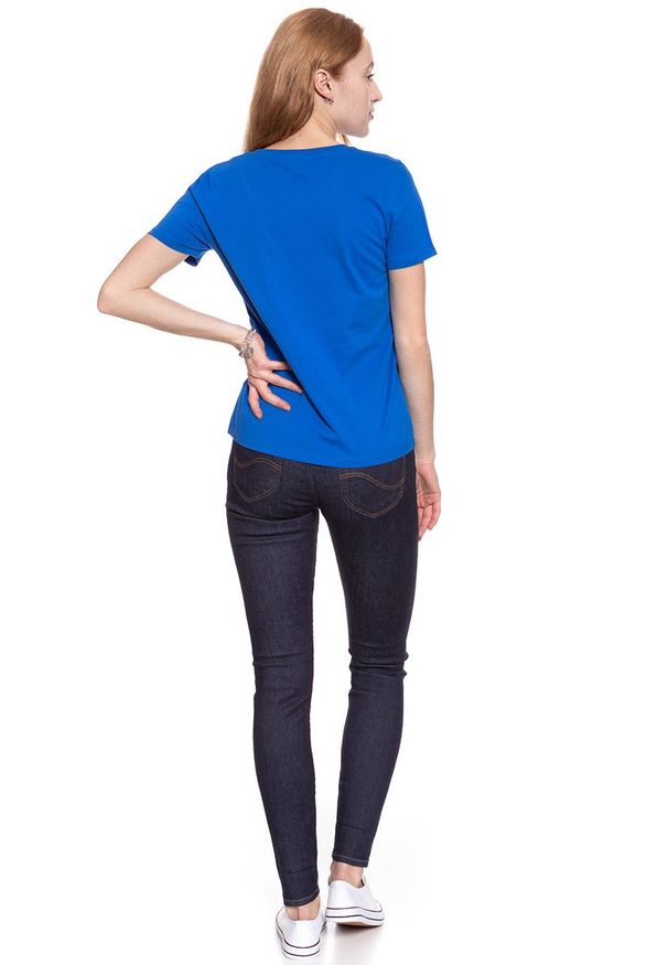 Wrangler - WRANGLER T SHIRT DAMSKI FESTIVAL TEE VICTORIA BLUE W7016EVJS 112130892. Wzór: nadruk