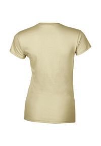 GILDAN - Koszulka Damska Krótki Rękaw Soft Style. Kolor: beżowy. Długość rękawa: krótki rękaw. Długość: krótkie. Sport: turystyka piesza