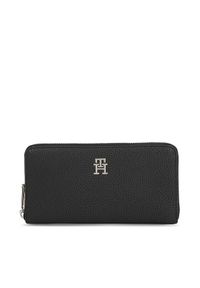 TOMMY HILFIGER - Tommy Hilfiger Duży Portfel Damski Th Emblem Large Za AW0AW15181 Czarny. Kolor: czarny. Materiał: skóra