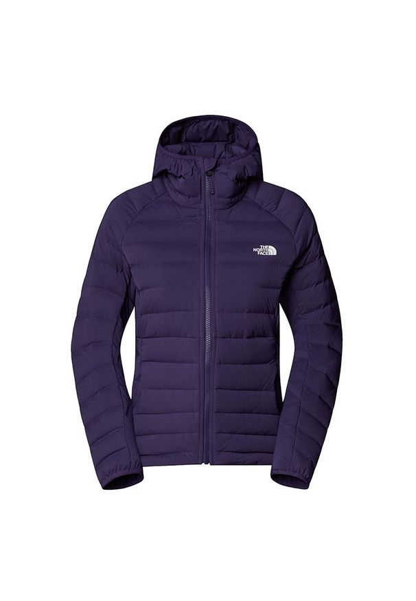 Kurtka The North Face Belleview Stretch Down Hoodie 0A7UK51JI1 - fioletowa. Okazja: na spacer. Kolor: fioletowy. Materiał: poliester, materiał, puch, elastan. Sezon: zima. Sport: turystyka piesza