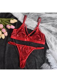 Intica - Komplet bielizny z strapsami regulowanymi Kjellaug. Kolor: czerwony. Materiał: tkanina #5