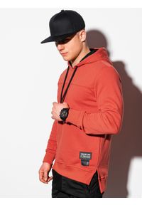 Ombre Clothing - Bluza męska z kapturem B1084 - czerwona - XXL. Typ kołnierza: kaptur. Kolor: czerwony. Materiał: poliester, bawełna #6