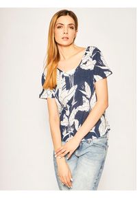 Roxy T-Shirt ERJKT03662 Granatowy Regular Fit. Kolor: niebieski. Materiał: bawełna
