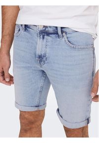 Only & Sons Szorty jeansowe 22025189 Niebieski Regular Fit. Kolor: niebieski. Materiał: bawełna #7