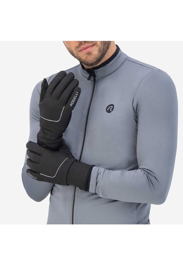 ROGELLI - Rękawiczki zimowe męskie Rogelli Essential, nieprzemakalne. Kolor: czarny. Sezon: zima. Sport: kolarstwo