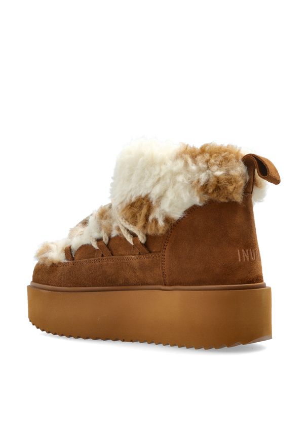 Inuikii - INUIKII TEDDY PLATFORM Śniegowce damskie. Okazja: na co dzień. Kolor: brązowy. Materiał: materiał, wełna, guma. Szerokość cholewki: normalna. Sezon: zima. Obcas: na platformie. Styl: elegancki, casual, klasyczny, sportowy