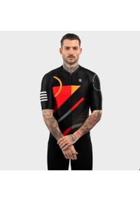 SIROKO - Męska koszulka rowerowa z krótkim rękawem Kolarstwo Siroko M2 Colorado. Kolor: czerwony, wielokolorowy, czarny. Materiał: jersey. Długość rękawa: krótki rękaw. Długość: krótkie. Sport: kolarstwo