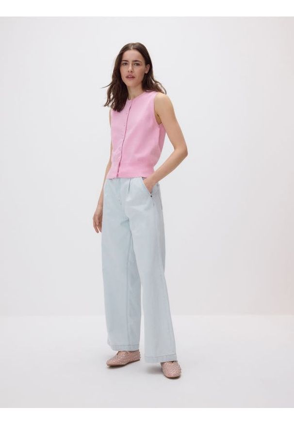 Reserved - Jeansy wide leg - niebieski. Kolor: niebieski