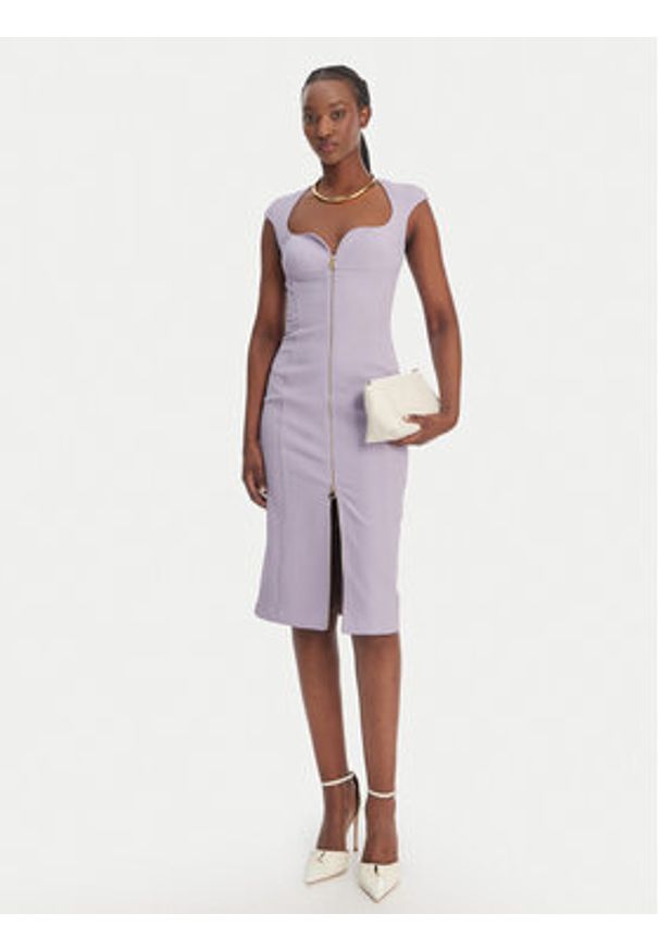 Elisabetta Franchi Sukienka koktajlowa AB-900-61E2-V430 Fioletowy Regular Fit. Kolor: fioletowy. Materiał: syntetyk. Styl: wizytowy