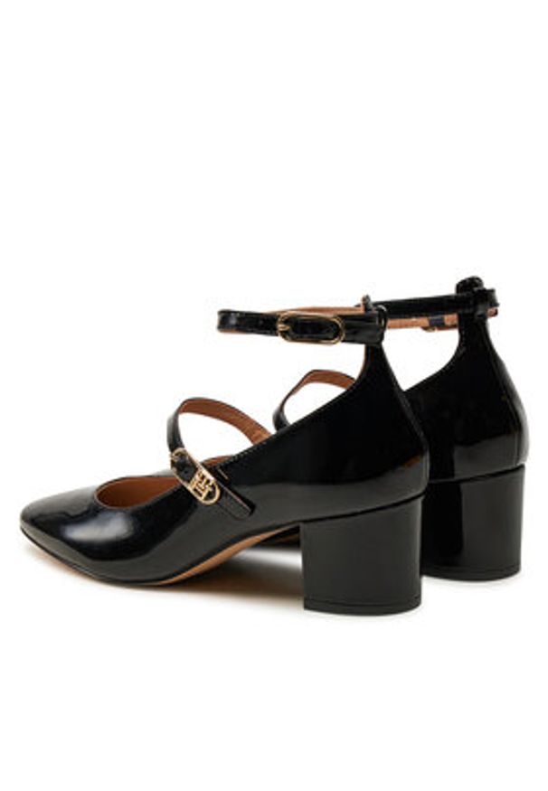 TOMMY HILFIGER - Tommy Hilfiger Czółenka Pump Double Strap Patent Leather FW0FW08566 Czarny. Kolor: czarny. Materiał: lakier, skóra