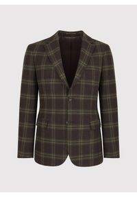 Pako Lorente - PAKO LORENTE – Brązowa marynarka męska w kratę. Okazja: na co dzień. Kolor: brązowy. Materiał: wełna. Styl: casual