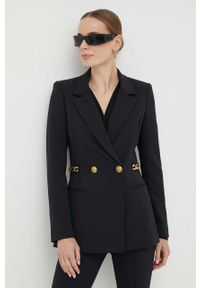 Marciano Guess marynarka kolor czarny dwurzędowa gładka. Kolor: czarny. Materiał: tkanina. Wzór: gładki. Styl: klasyczny #1