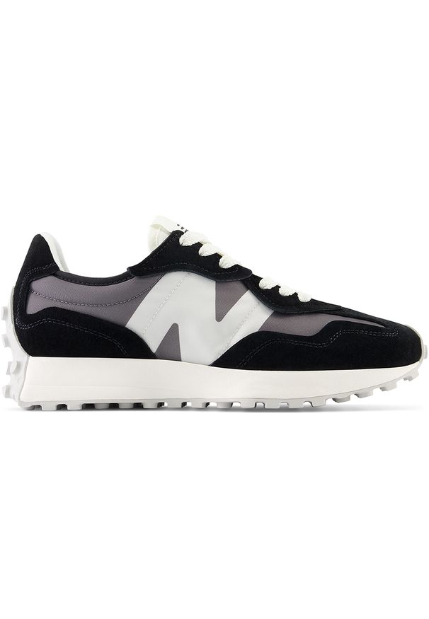 Buty unisex New Balance U327WEM – czarne. Okazja: na co dzień. Kolor: czarny. Materiał: skóra, zamsz, dresówka, materiał, guma. Szerokość cholewki: normalna