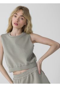 outhorn - Crop top z modalem damski Outhorn - zielony. Kolor: zielony. Materiał: dzianina. Długość rękawa: na ramiączkach