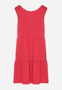 Born2be - Czerwona Sukienka o Rozkloszowanym Kroju na Szerokich Ramiączkach z Guzikami Saniella. Okazja: na co dzień. Kolor: czerwony. Długość rękawa: na ramiączkach. Typ sukienki: rozkloszowane. Styl: klasyczny, casual, elegancki #5