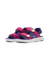 Puma - Dziecięce sandały PUMA Evolve PUMA Team Violet Pink Almost Apricot Purple Orange. Kolor: pomarańczowy, wielokolorowy, różowy, fioletowy. Materiał: tkanina
