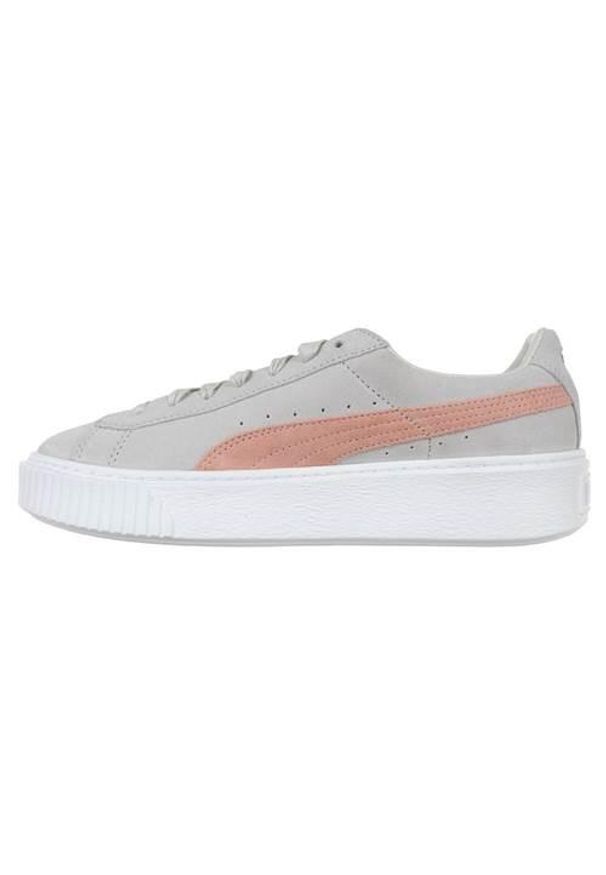 Buty do chodzenia damskie Puma Suede Platform SD. Zapięcie: sznurówki. Kolor: szary. Materiał: materiał, skóra, syntetyk. Szerokość cholewki: normalna. Obcas: na platformie. Model: Puma Suede. Sport: turystyka piesza