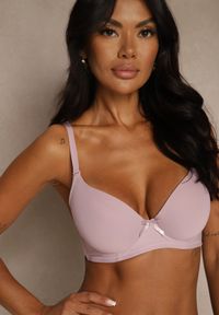 Renee - Fioletowy Gładki Biustonosz o Klasycznym Fasonie Arriethia. Kolor: fioletowy. Wzór: gładki #3