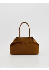 Reserved - Torebka shopper z imitacji zamszu - brązowy. Kolor: brązowy. Materiał: zamszowe
