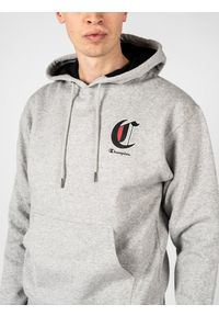 Champion - Bluza trekking męska Hoodie. Kolor: szary. Materiał: poliester, bawełna. Wzór: nadruk. Sport: turystyka piesza