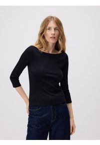 Reserved - Bawełniany longsleeve - czarny. Kolor: czarny. Materiał: bawełna. Długość rękawa: długi rękaw