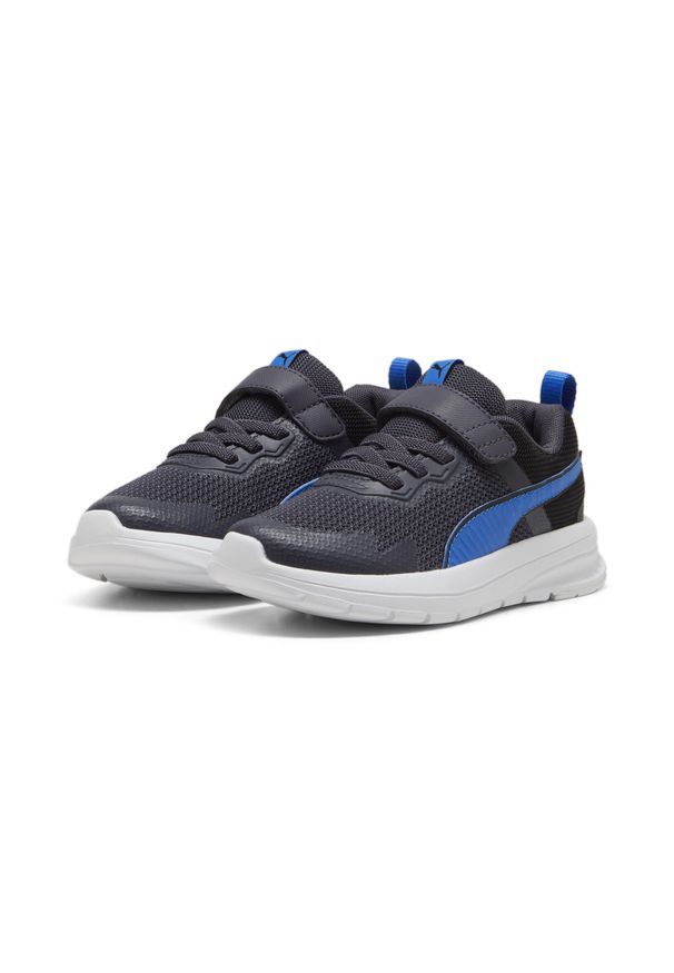 Puma - Dziecięce sneakersy z alternatywnym zapięciem Evolve Run Mesh PUMA. Kolor: szary, wielokolorowy, czarny, niebieski. Materiał: mesh. Sport: bieganie