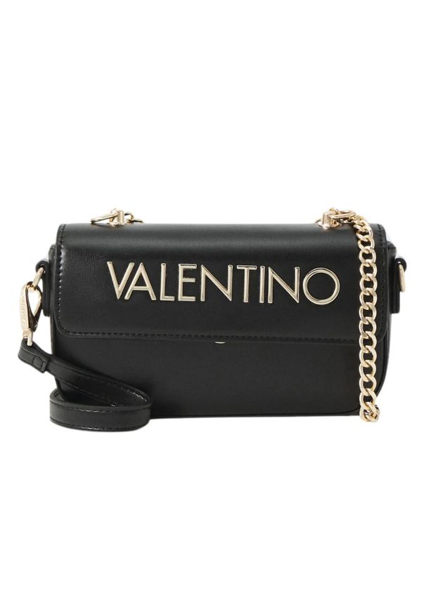 Valentino by Mario Valentino - VALENTINO Czarna damska torebka Nammos Re Flap Bag. Kolor: czarny. Wzór: aplikacja. Materiał: skórzane, zdobione