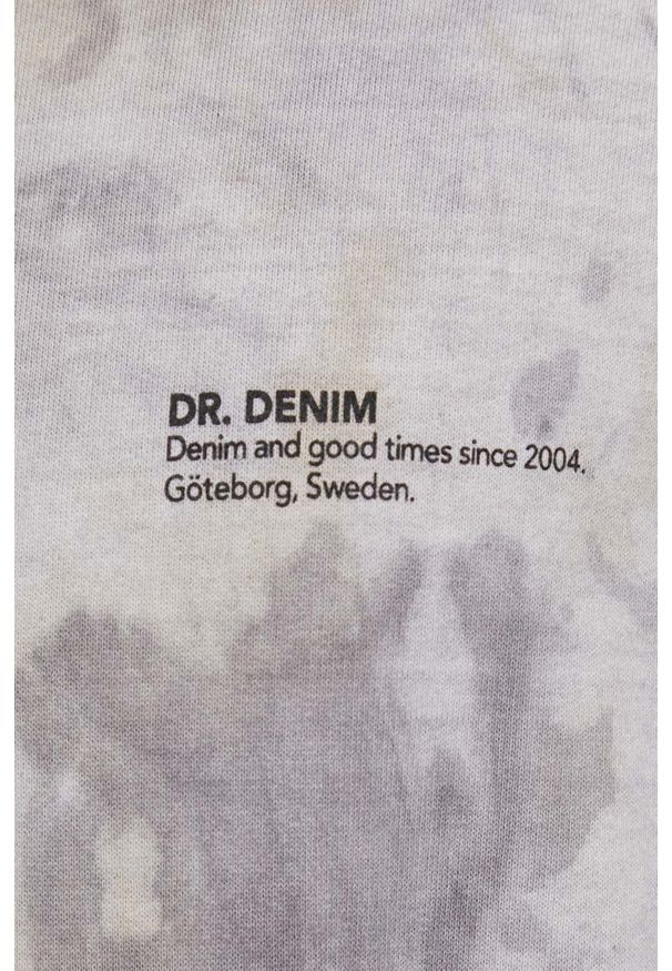 Dr. Denim bluza bawełniana męska kolor szary z kapturem z nadrukiem. Typ kołnierza: kaptur. Kolor: szary. Materiał: bawełna, denim. Wzór: nadruk