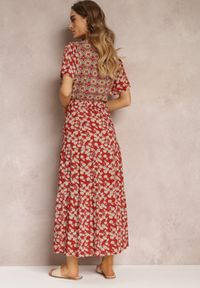 Renee - Bordowa Sukienka Rozkloszowana Maxi z Wiskozy Ophitria. Kolor: czerwony. Materiał: wiskoza. Długość: maxi #3