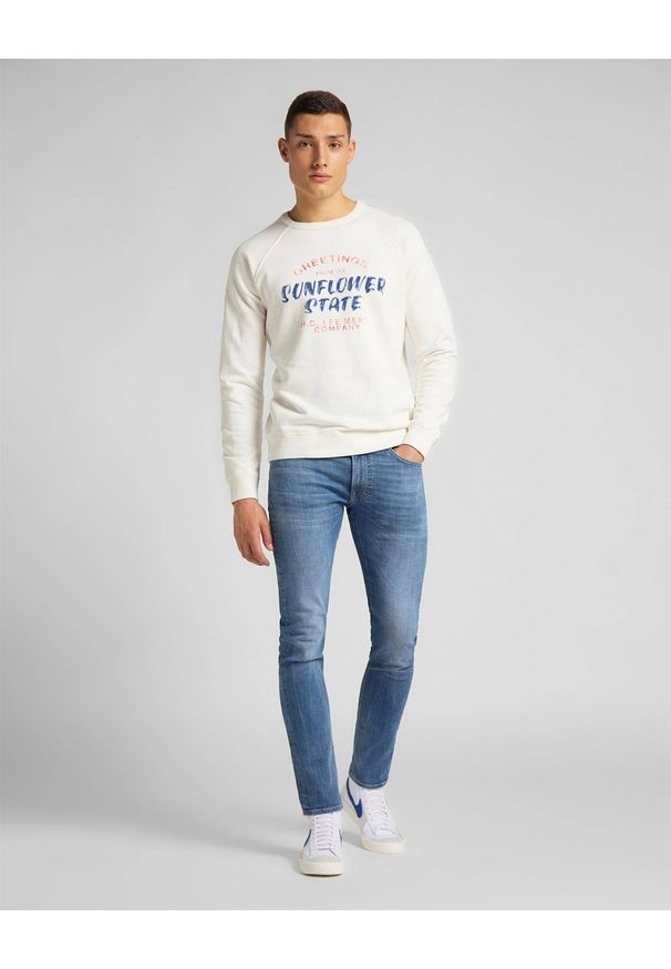 Lee - MĘSKA BLUZA LEE RAGLAN GRAPHIC SWS ECRU L83NSPNQ 112122411. Długość rękawa: raglanowy rękaw