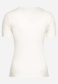 Born2be - Biały Bawełniany T-shirt Koszulka z Krótkim Rękawem Ozdobiona Nadrukiem i Cyrkoniami Codara. Okazja: na co dzień. Kolekcja: plus size. Kolor: biały. Materiał: bawełna. Długość rękawa: krótki rękaw. Długość: krótkie. Wzór: nadruk, aplikacja. Styl: casual #4