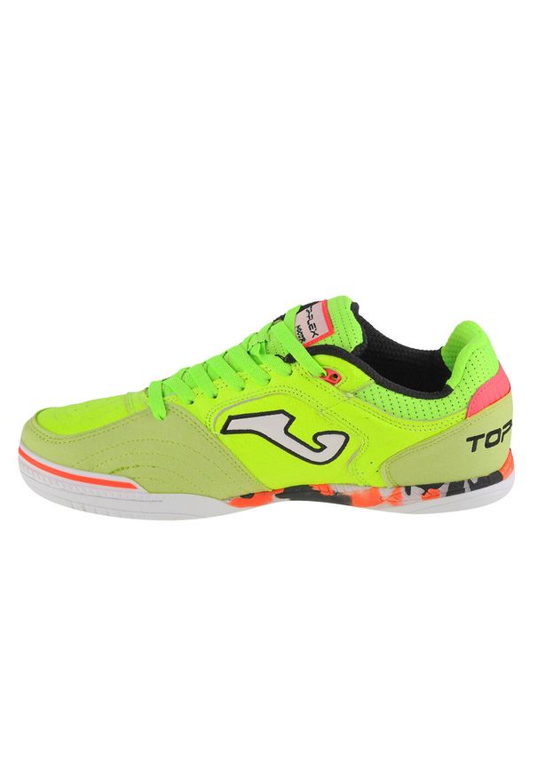 Buty piłkarskie męskie Joma Top Flex 2301 Indoor. Zapięcie: sznurówki. Kolor: zielony. Materiał: materiał, skóra. Szerokość cholewki: normalna. Sport: piłka nożna