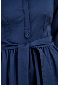 Marie Zélie - Sukienka Aglaia wełna granatowa. Typ kołnierza: kołnierzyk stójkowy. Kolor: niebieski. Materiał: wełna #7