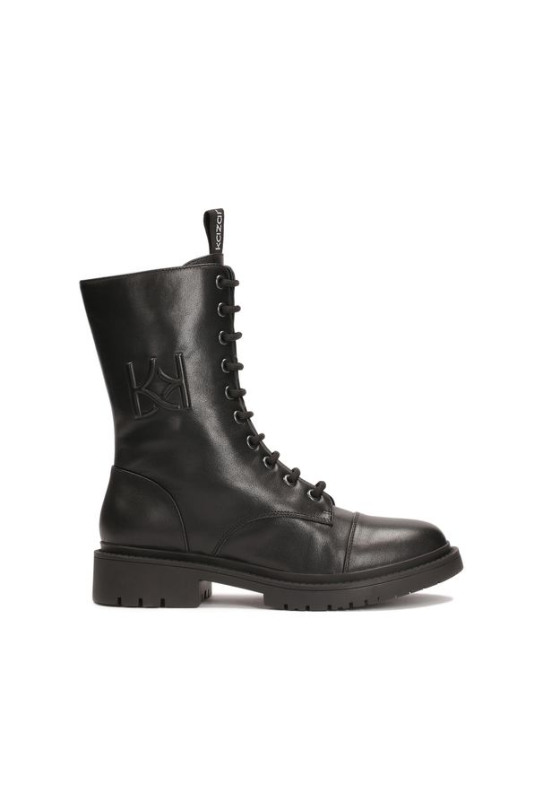 Kazar - Skórzane trzewiki za kostkę. Wysokość cholewki: za kostkę. Zapięcie: sznurówki. Kolor: czarny. Materiał: skóra. Szerokość cholewki: normalna. Sezon: jesień, zima. Obcas: na płaskiej podeszwie