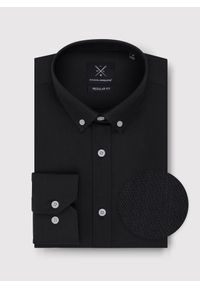 Pako Lorente - PAKO LORENTE – Czarna bawełniana koszula męska. Kolor: czarny, zielony. Materiał: bawełna. Długość rękawa: długi rękaw. Długość: długie. Wzór: gładki #1