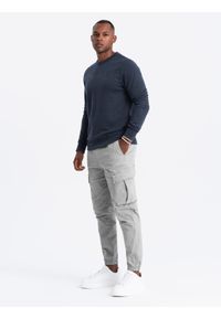 Ombre Clothing - Klasyczna bluza dresowa męska z napisem – granatowa V3. Okazja: na co dzień. Kolor: niebieski. Materiał: dresówka. Wzór: napisy. Styl: klasyczny #7