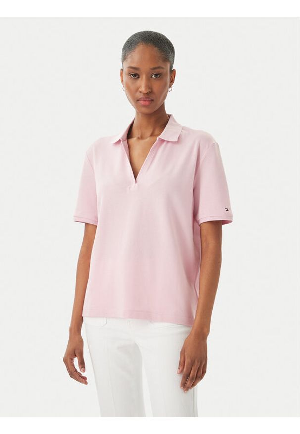 TOMMY HILFIGER - Tommy Hilfiger Polo WW0WW48720 Różowy jasny Relaxed Fit. Typ kołnierza: polo. Kolor: różowy. Materiał: lyocell, bawełna