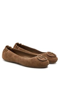 Tory Burch Baleriny Minnie 57247 Brązowy. Kolor: brązowy. Materiał: skóra, zamsz #3