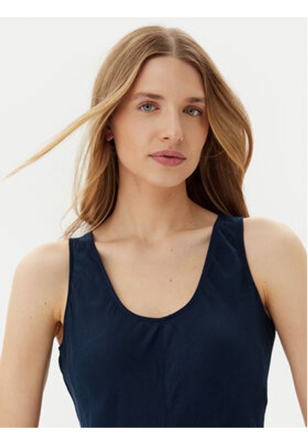 TOMMY HILFIGER - Tommy Hilfiger Sukienka letnia WW0WW46171 Granatowy Regular Fit. Kolor: niebieski. Materiał: len. Sezon: lato