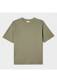 outhorn - T-shirt oversize basic męski - khaki. Kolor: brązowy. Materiał: dzianina, bawełna, materiał. Wzór: gładki #8