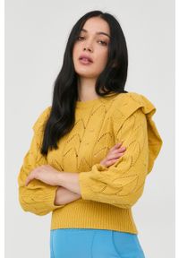 Morgan sweter bawełniany damski kolor żółty lekki. Okazja: na co dzień. Kolor: żółty. Materiał: bawełna. Wzór: gładki. Styl: casual #4