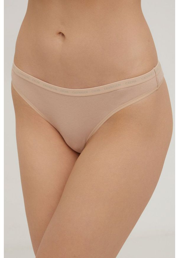 Calvin Klein Underwear - Stringi CK One (2-pack). Kolor: beżowy