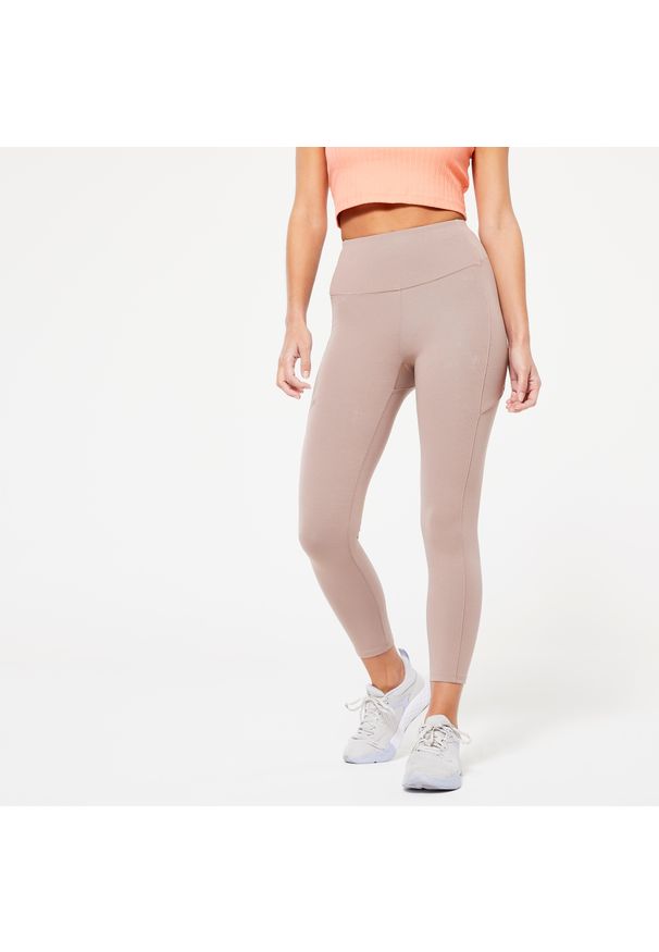 DOMYOS - Legginsy 7/8 fitness damskie Domyos 520. Stan: podwyższony. Materiał: bawełna, materiał, poliester, elastan. Sport: fitness